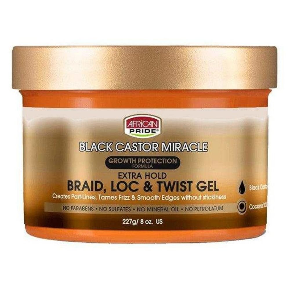 African Pride Black Castor Miracle Braid Loc & Twist Gel 227g