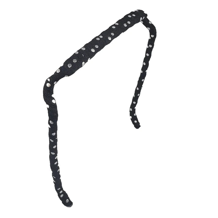 Zazzy Bandz Silver Polka Dots on Black Headband