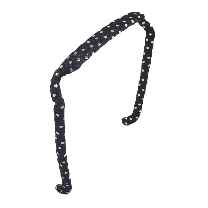 Zazzy Bandz Silver Polka Dots on Black Headband