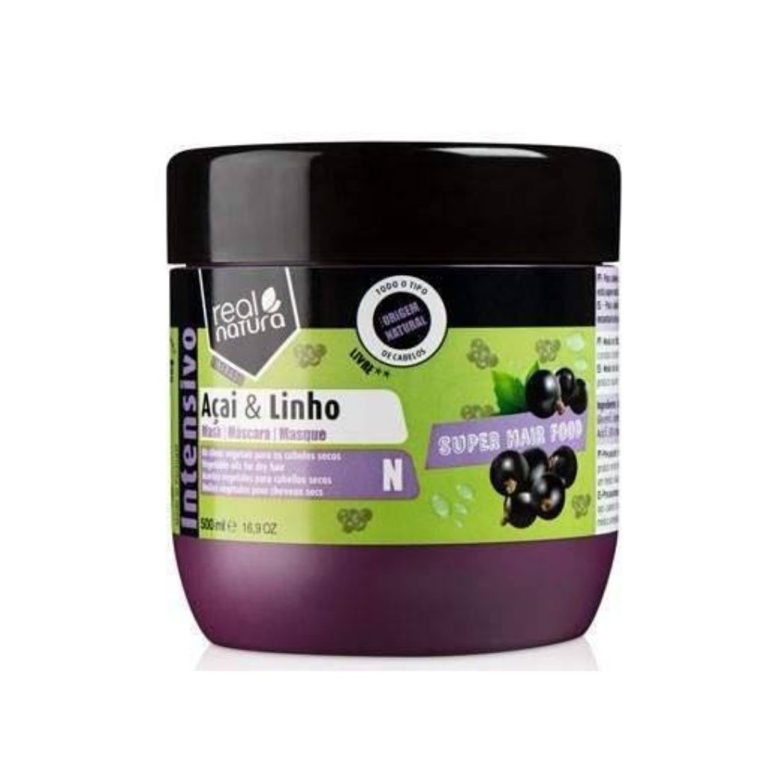 Real Natura Super Hair Food Açaî e Linho Máscara 500ml