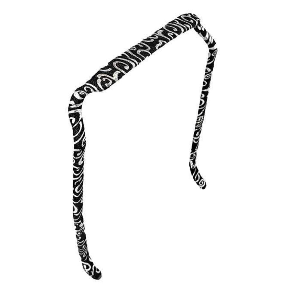 Zazzy Bandz Swirls of Silver on Black Headband