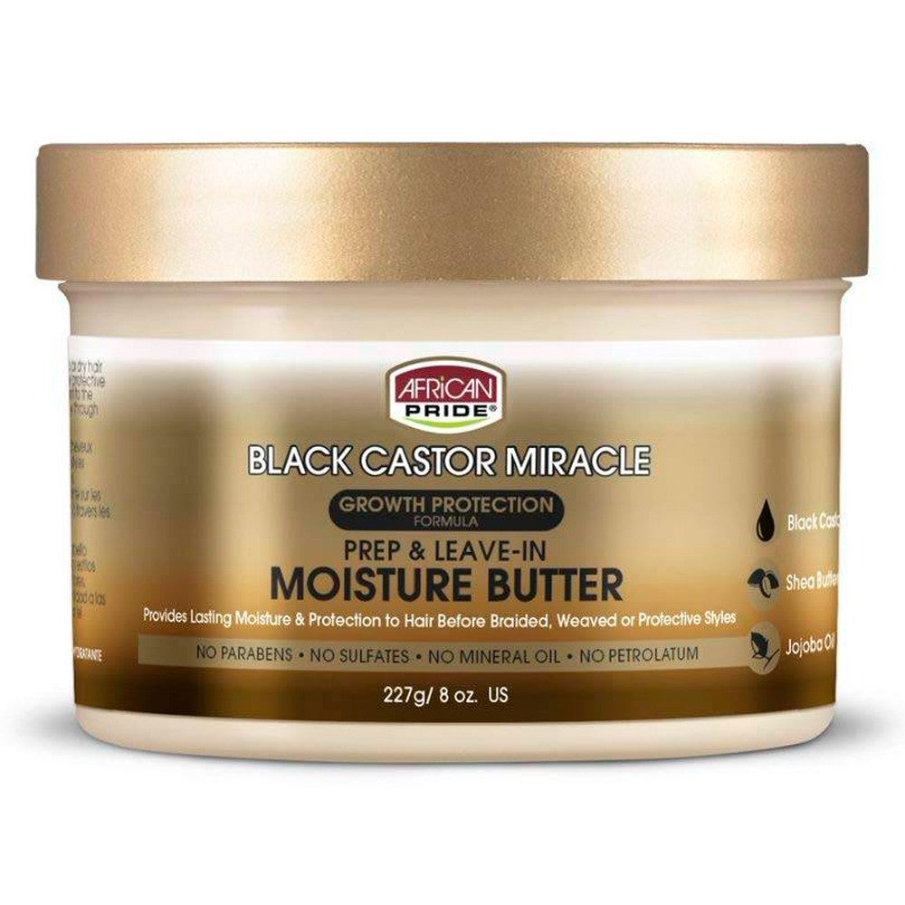 African Pride Black Castor Prep & Leave-In Moisture Butter 227g
