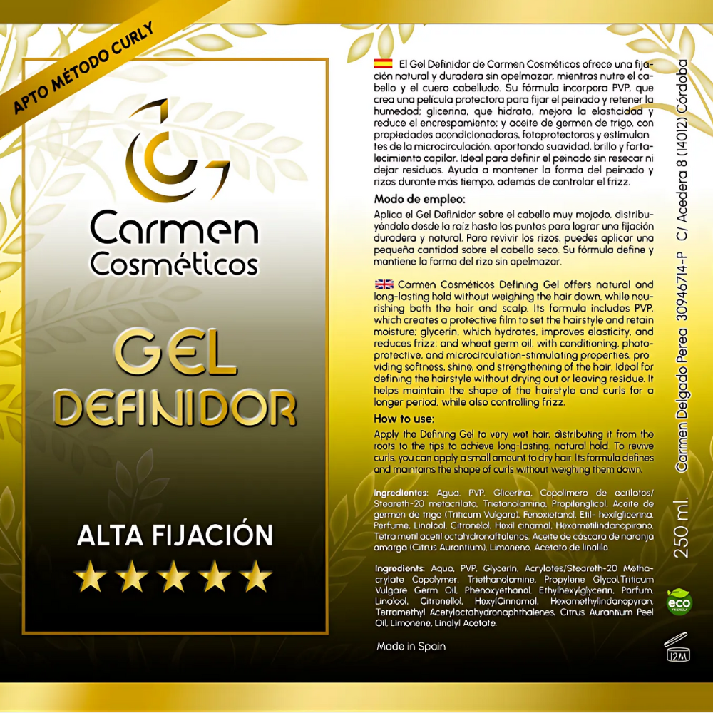 Carmen Cosméticos Gel Definidor Alta Fijación 250ml