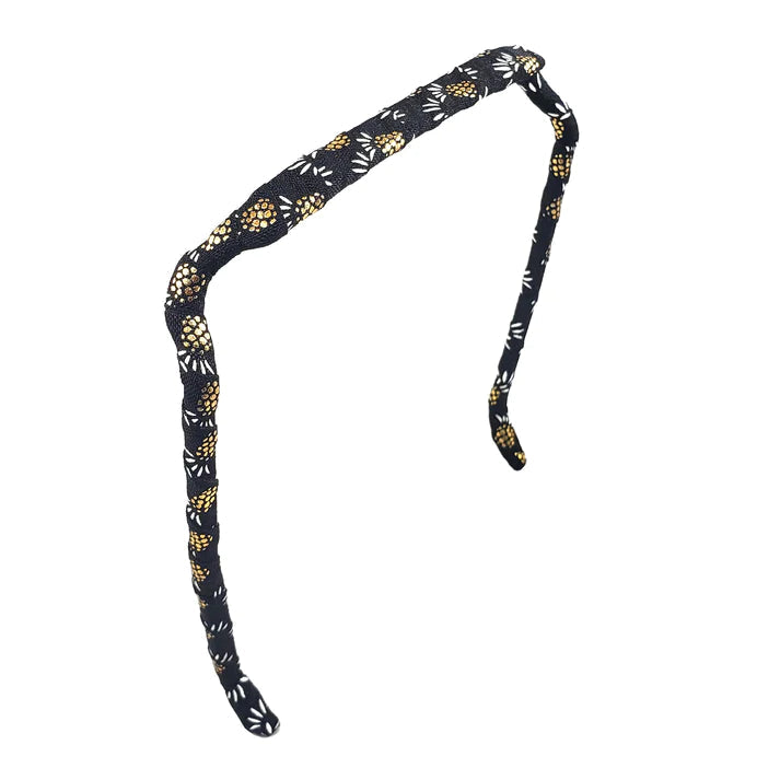 Zazzy Bandz Gold Pineapples on Black Headband