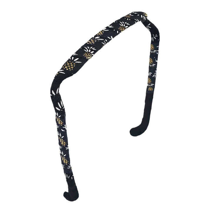 Zazzy Bandz Gold Pineapples on Black Headband