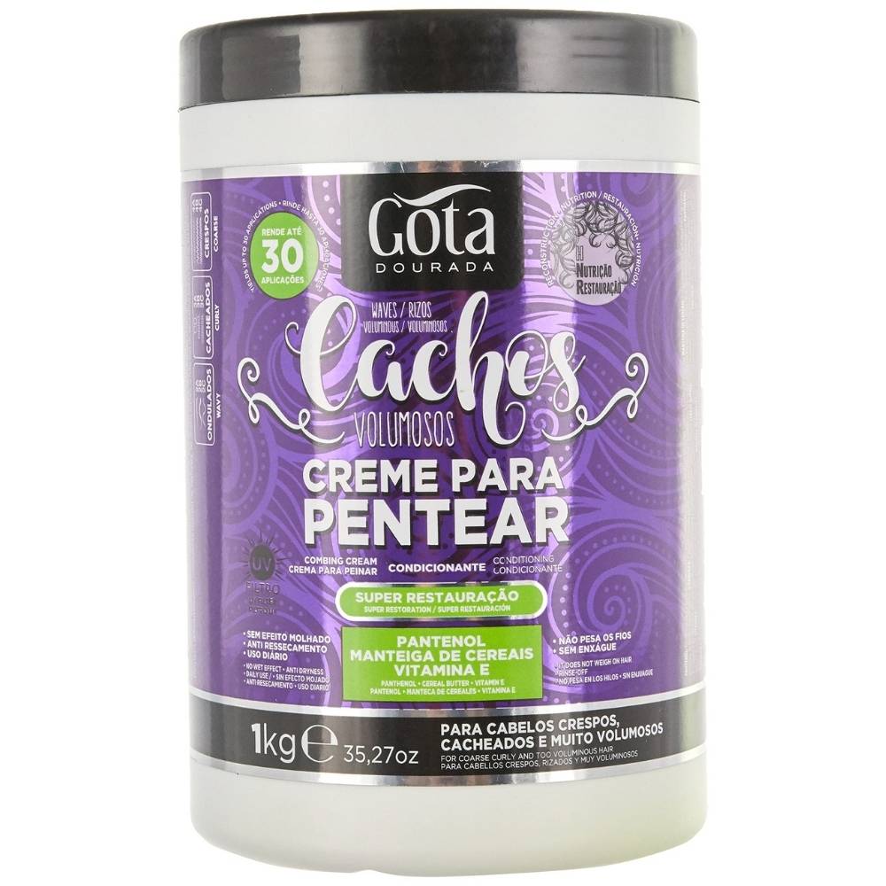 Gota Dourada Crema Pentear Cachos Volumosos 1kg