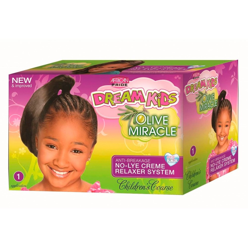 African Pride Dream Kids Olive Miracle No-Lye Creme Relaxer System Coarse 1 kit