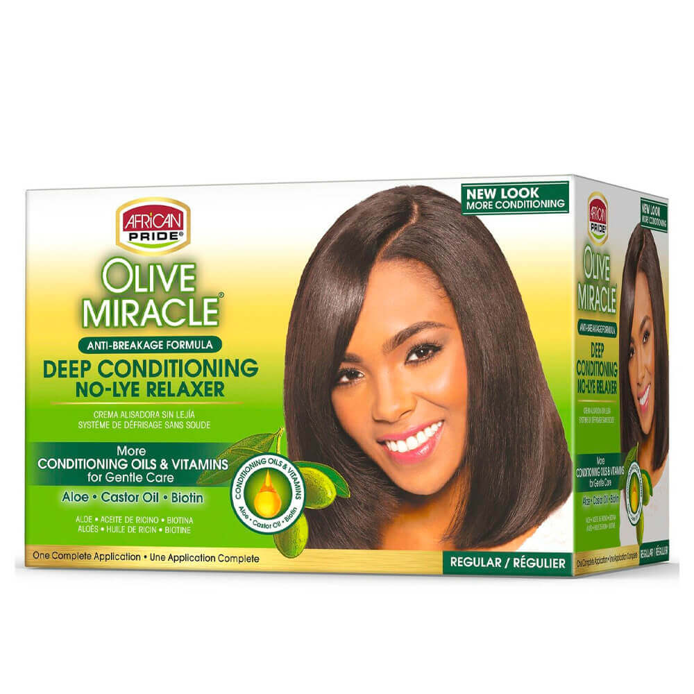 African Pride Olive Miracle Deep Conditioning Anti-Breakage No-Lye Relaxer Regular